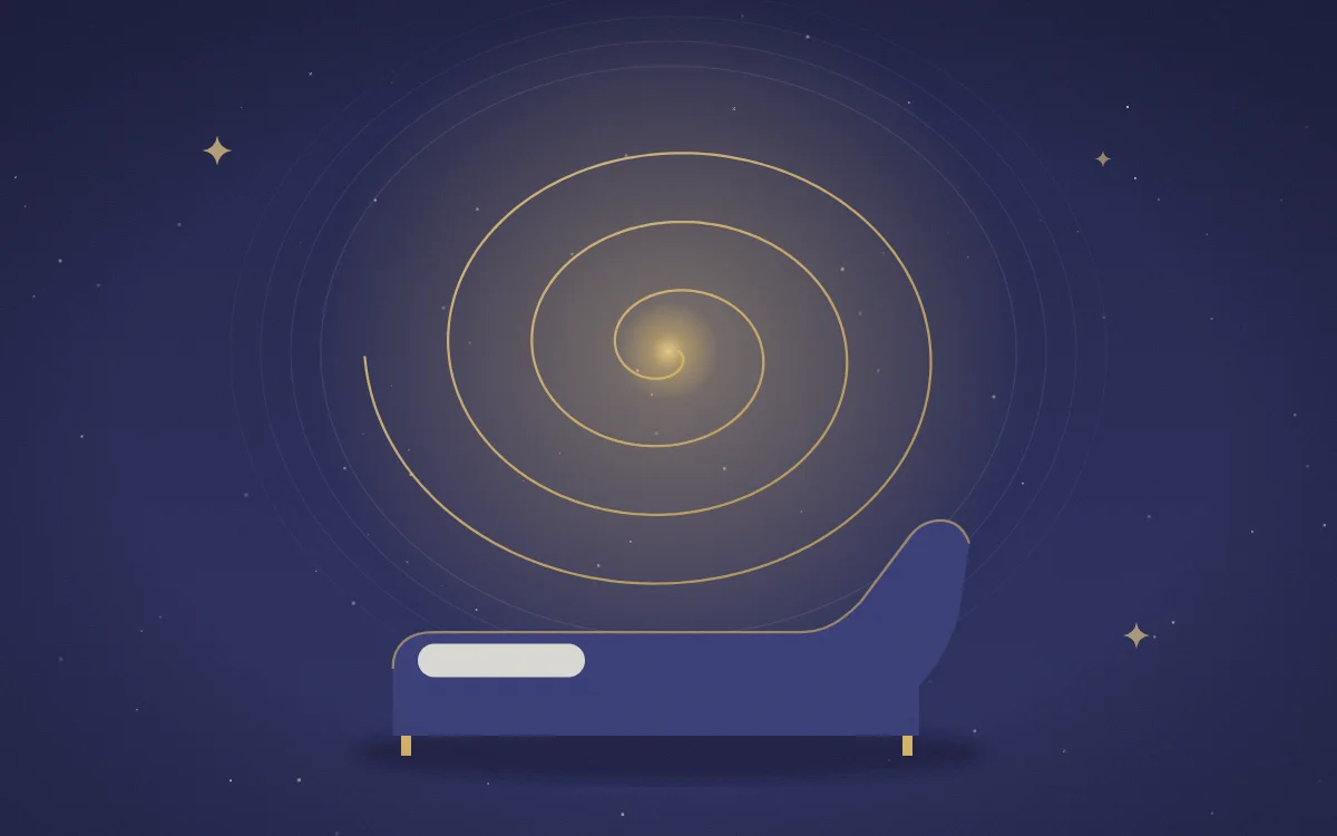 Illustration : spirale de lumière douce au-dessus d’une méridienne